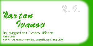 marton ivanov business card